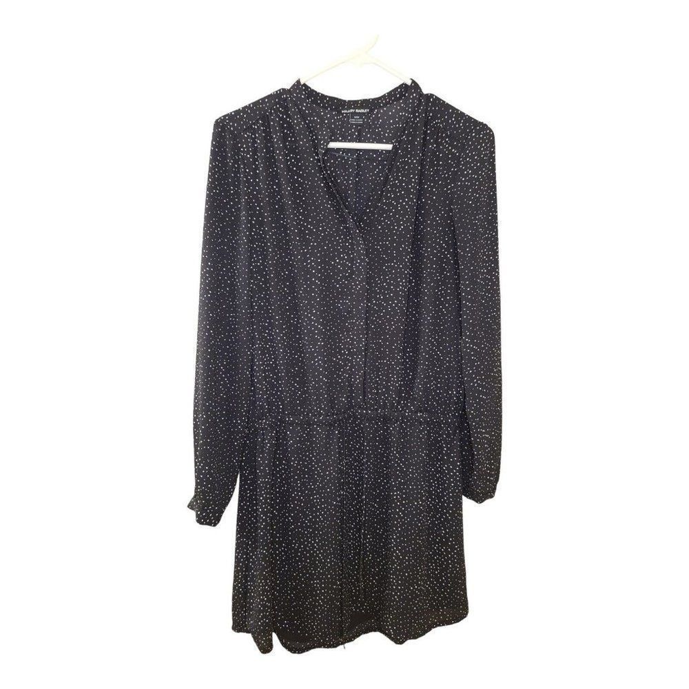 Hilary Radley Black White Polka Dot Printed Tunic‎ Dress Sz Small